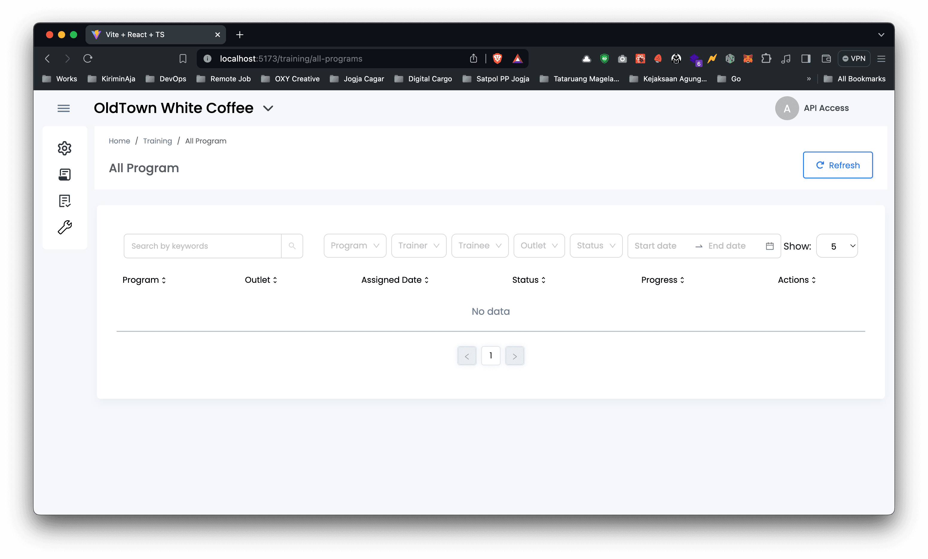 TreeAMS Dashboard